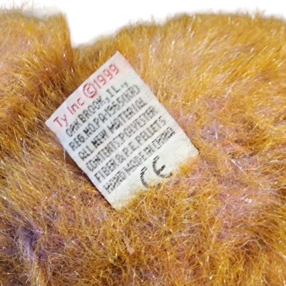 Vtg 1999 Taffybeary TY pinkish purple 14" bear with brown tips big nose unique - Picture 13 of 13